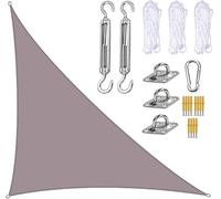 Tenda parasole triangolare, 4 x 4 x 5,7 m, in tela, per balcone e giardino, 95% di protezione dai raggi UV e dalla pioggia, resistente al vento, per esterni, colore: cachi