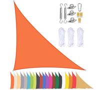Tenda parasole triangolare, 5 x 5 x 7,1 m, impermeabile, per esterni, 90% di protezione dai raggi UV, patio, giardino, con occhielli, resistente, colore arancione, per cortile