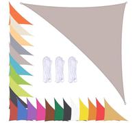 Tenda parasole triangolare, 5 x 5 x 7,1 m, impermeabile, protezione dai raggi UV, per esterni, patio, giardino, con occhielli, blocco UV al 90%, colore cachi, perfetta per terrazze e cortili