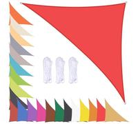 Tenda parasole triangolare, 5 x 5 x 7,1 m, impermeabile, protezione UV al 90%, per esterni, giardino, con occhielli, colore rosso, per protezione solare