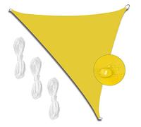 Tenda parasole triangolare, 6 x 6 x 6 m, impermeabile, resistente agli strappi, per giardino, patio, campeggio, piscina e posto auto coperto, protezione UV al 98%, resistente al vento, giallo
