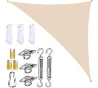 Tenda parasole triangolare, con blocco UV, impermeabile, con kit di fissaggio e corde, parasole per esterni, per terrazze, colore crema, 5 x 5 x 7 m