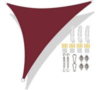 Tenda parasole triangolare con protezione UV al 98%, perfetta per feste in giardino, patio, con kit di installazione e corde, 5 x 5 x 5 m, colore rosso vinaccia