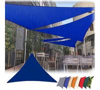 Tenda parasole triangolare impermeabile, 10 m x 11 m x 14 m, protezione UV al 95%, con corde di tensione, per esterni, patio, balcone, giardino, colore blu