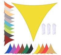 Tenda parasole triangolare impermeabile, 90% protezione UV per giardino, balcone, terrazza, spiaggia, piscina, cortile, giallo, 3 x 3 x con occhielli per una facile installazione