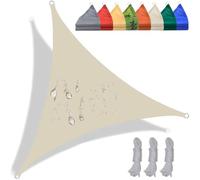Tenda parasole triangolare impermeabile al 98% con blocco UV 4 x 5 x 6,4 m, perfetta per esterni, giardino, patio e terrazza, colore bianco sporco per una protezione solare elegante