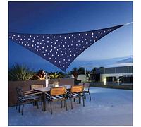 Tenda parasole triangolare impermeabile con luci a LED, protezione solare, per patio e balcone, blocco UV 95%, tessuto Oxford idrorepellente, blu, 3 x 3 m