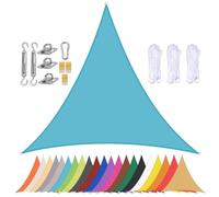 Tenda parasole triangolare impermeabile con protezione UV per giardino e patio, 90% tenda parasole con occhielli, 3,6 x 3,6 x 3,6 m blu per esterni