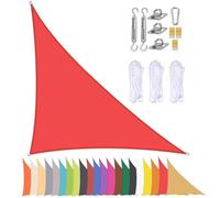 Tenda parasole triangolare, impermeabile, per esterni per giardino e patio, protezione UV 90%, con occhielli, 5 x 5 x 7,1 m, colore: rosso