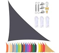 Tenda parasole triangolare, impermeabile, per esterni per giardino e patio, protezione UV 90%, con occhielli, grigio scuro, 5 x 5 x 7,1 m, soluzione ombreggiante durevole