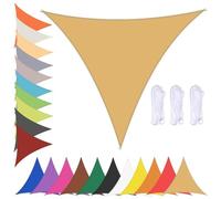 Tenda parasole triangolare impermeabile per esterni, protezione UV 90%, 4,5 x 4,5 x 4,5 m, ideale per patio, protezione solare con occhielli, colore: giallo sabbia
