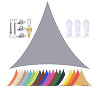 Tenda parasole triangolare, impermeabile, per giardino e patio, protezione UV 90%, con occhielli, 5 x 5 x 5 m, colore grigio, ideale per cortili e terrazze