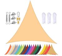 Tenda parasole triangolare, impermeabile, per giardino e patio, protezione UV al 90%, 2 x 2 x 2 m, resistente, con occhielli per una maggiore protezione solare, colore: beige