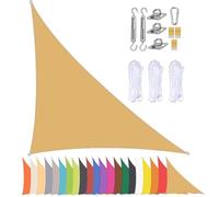 Tenda parasole triangolare, impermeabile, per giardino e patio, protezione UV al 90%, 5 x 5 x 7,1 m, con occhielli, perfetta per protezione solare e relax.