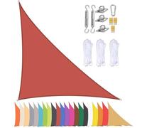 Tenda parasole triangolare, impermeabile, per giardino e patio, protezione UV al 90%, con occhielli, colore vino rosso, 5 x 5 x 7,1 m