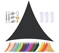 Tenda parasole triangolare, impermeabile, per giardino e patio, protezione UV al 90%, con occhielli, nero, 2 x 2 x 2 m, resistente, perfetto per terrazza e cortile.