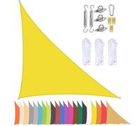 Tenda parasole triangolare, impermeabile, per patio, 90% di protezione dai raggi UV, in tessuto con occhielli, colore giallo, 5 x 5 x 7,1 m
