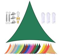 Tenda parasole triangolare, impermeabile, protezione dai raggi UV, per esterni giardino e patio, 90% protezione solare, con occhielli, verde scuro, 4,5 x 4,5 x 4,5 m
