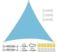 Tenda parasole triangolare, impermeabile, protezione UV 95%, colore celeste, 3 volte, perfetta per giardino, patio e piscina, per il divertimento estivo