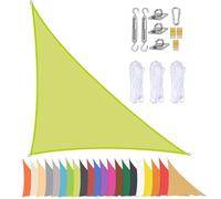 Tenda parasole triangolare, impermeabile, protezione UV, per giardino e patio, blocco UV 90% con occhielli, giallo e verde, 3 x 4 x 5 m.