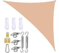 Tenda parasole triangolare, impermeabile, protezione UV, per verande esterne, beige, 4 x 4 x 4 m, include kit di fissaggio e 3 corde, perfetta per la protezione solare e l'ombra del giardino