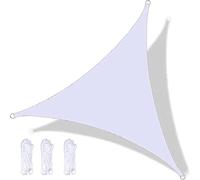 Tenda parasole triangolare, impermeabile, resistente ai raggi UV, traspirante, ideale per giardino, terrazza, posto auto coperto, 6 m, colore bianco, con corda ombreggiante