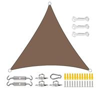 Tenda parasole triangolare marrone per campeggio, 3,6 x 3,6 x 3,6 m, protezione UV e resistenza al vento, perfetta per attività all'aperto, terrazze e uso in spiaggia