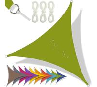 Tenda parasole triangolare, protezione dai raggi UV del 95%, impermeabile, per giardino, balcone, terrazza, con corda, 3,6 x 3,6 x 3,6 m, giallo e verde