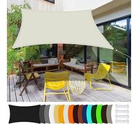 Tenda Parasole Vela Ombreggiante 2.5 x 3.5 m Impermeabile Crema Tenda a Vela Rettangolare 185gGSM Oxford per Giardino Balcone Terrazza, Avorio