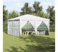 vidaXL Tenda da Festa con 8 Pareti Laterali Bianche 4 x 4m in PE, Gazebo Esterno Pop Up 400 x 400cm, Resistente alle Intemperie, Perfetta per Raduni, Buffet e Celebrazioni in Famiglia, Ombra per Eve