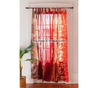Tenda patchwork sari vintage indiana drappeggio finestra decorazione boho ten...