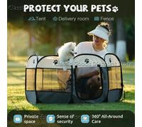 Tenda per animali pieghevole portatile Cuccia Recinzione ottagonale Riparo per cuccioli Facile da usare All'aperto Facile da usare Gabbie per cani di grandi dimensioni Recinzioni per gatti yellow 73x7