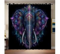 Tenda Per Bambini Con Elefanti Indiani Colorati, Oscurante, Per Camera E Bambini, Soggiorno, Con Protezione Termica E Isolata, Risparmio Di Rumore, 2 Pannelli 140L X 200A Cm, Animali Datura