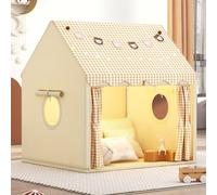 Tenda per bambini con luci a stella e borsa tote, tenda da gioco per bambini per interni ed esterni, lavabile, tenda tepee per ragazze, casa giochi per bambini, mobili per la stanza dei giochi (beige)
