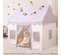Tenda Per Bambini Con Materasso E Luci,Bandierine, Casetta dei Giochi per Interni ed Esterni, Angolo Accogliente Per La Cameretta Dei Bambini, Dai 3 Ai 13 Anni (Grigio)