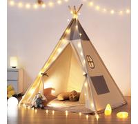 Tenda per Bambini da Gioco in Tela Indiana Teepee in 100% Cotone con Luci Fatate