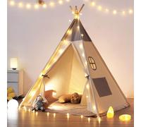 Tenda per Bambini Da Gioco in Tela Indiana Teepee in 100% Cotone Con Luci Fatate
