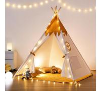 Tenda per Bambini Da Gioco in Tela Indiana Teepee in Cotone Con Tappetino Imbott