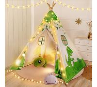 Tenda per Bambini in Tela Indiana Teepee lavabile in cotone Tenda da gioco con Coperta & Luci Fatate per Interni ed Esterni