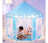 Tenda per Bambini Nuvoles Bandiere Colorate,Capannas per Bambini da Interno Adattos a Bambini dai 2 ai 12 anni,Tenda Gioco Bambina,Giocattoli per Bambini e Ragazze (H-blu-[140x120x135cm])