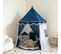 Tenda per Bambini Nuvoles Bandiere Colorate,Capannas per Bambini da Interno Adattos a Bambini dai 2 ai 12 anni,Tenda Gioco Bambina,Giocattoli per Bambini e Ragazze (D-Blu scuro-[110x110x125cm])