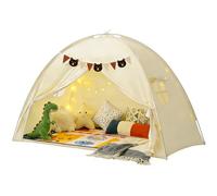Tenda Per Bambini, Tenda Da Gioco Per Interni Con Luci Fatate, Finestre E Bandiere La Cameretta, Casetta Dei Giochi Per Bambini, Tenda Stanza Dei Giochi Ni 3-13 (Beige)