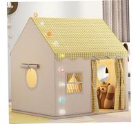 Tenda per bambini, tenda per bambini al coperto con luce, 47x41x50 pollici traspiranti con finestra della porta, teatro di supporto in metallo rimovibile per 3-4 persone