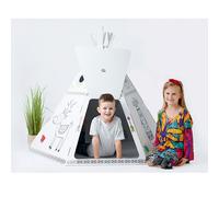 Tenda per Bambini Tipì Indiano in Carta da Colorare 126x122x141 cm Bianco