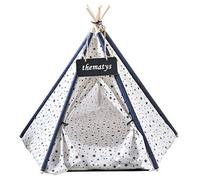 TENDA PER CANI GATTI ANIMALI DOMESTICI TEPEE CUSCINO CESTINO LAVABILE 60X60X90CM