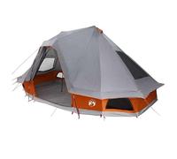 Tenda per famiglia Tipi per 6 persone, colore grigio e arancione, impermeabile e stabile, per campeggio, attività all'aperto e festival, autoportante e facile da montare, realizzata in robusto tessuto