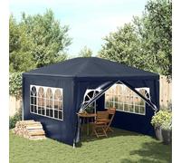 Tenda per feste, 3 x 4 m, blu, con pareti laterali | polietilene resistente ai raggi UV e all'acqua, robusto telaio in acciaio, 1 parete porta con cerniera, finestra decorativa
