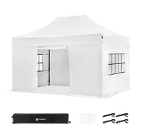 Tenda per feste - 3x4,5 m - Tenda Premium Easy-Up | Set con pareti laterali - Bianco