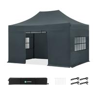 Tenda per feste - 3x4,5 m - Tenda Premium Easy-Up | Set con pareti laterali - Grigio