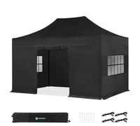 Tenda per feste - 3x4,5 m - Tenda Premium Easy-Up | Set con pareti laterali - Nero